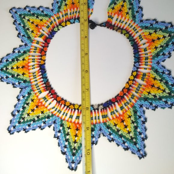 Large Colombian Mostacilla / Beaded handmade necklace, unique and elegant. - Picture 5 of 5